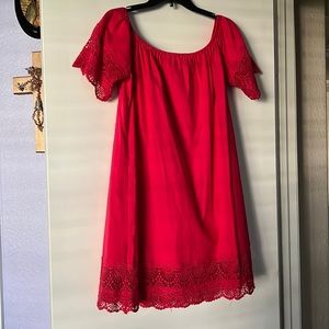 Esley Maroon Shoulder Lace Dress